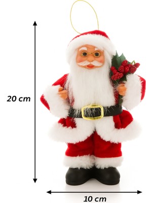 Kırmızı Mini Noel Baba Süsü 20 Cm, Yılbaşı Ağacı ve Parti Dekoru, Neşeli Süsler