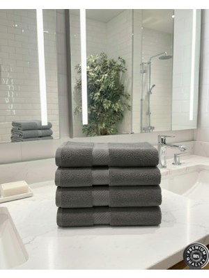 Mions Velur %100 Pamuk Doğal El & Yüz & Baş Havlusu 4 Adet - Antrasit