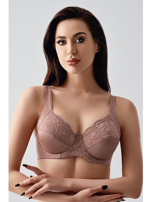 Cotonhause Kadın Toparlayıcı Balenli Dantel Işlemeli Vizon Sütyen C5T0N3243