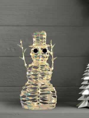 Işıklı Metal Kardan Adam Figürü 40CM Beyaz, Sıcak Atmosfer Yaratır