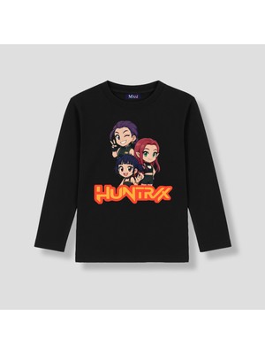 Mixxi Fashion Kpop Demon Hunters Huntrix  Uzun Kollu Baskılı Kız Çocuk Tişört (4-13 Yaş)