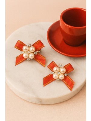 Gigi Giyim Fiyonk Desenli Inci Detaylı Kadın Pens Toka