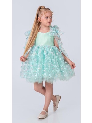 Mnk Baby & Kids Çiçek Brode Desen Imeros Kız Abiye M00736