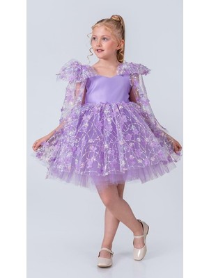 Mnk Baby & Kids Çiçek Brode Desen Imeros Kız Abiye M00736