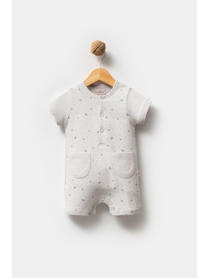 By Bubbles %100 Organik Pamuk Eoke Tex Sertifikalı Ay Yıldız Baskı Erkek Bebek Yazlık Tulum