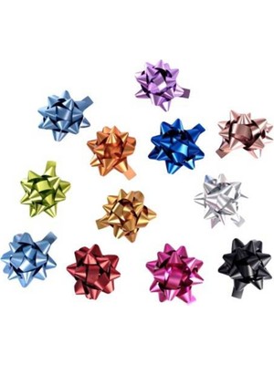 Metalik Renkli 4,5 cm Hediye Paketi Süsü, 100 Adet, Karışık Renkler