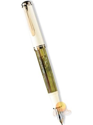 Pelikan M400 Beyaz 14 Ayar Altın Kaplama Altın Uç Ve Metal Aksam Dolma Kalem