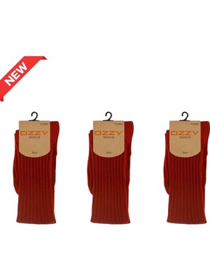 Ozzy Socks 3’lü Kışlık Kadın Yünlü Uyku Çorabı Soft Touch Siyah Renk Isı Tutucu Çorap