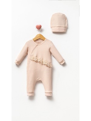 By Bubbles %100 Pamuk Kendinden Desen Belden Dantel Kız Tulum