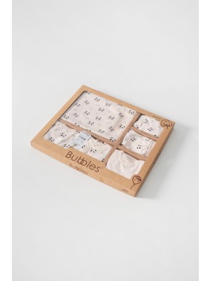 By Bubbles %100 0rganik Panda Baskılı Kutulu 10 Parça Unisex Bebek Hastane Çıkış Seti