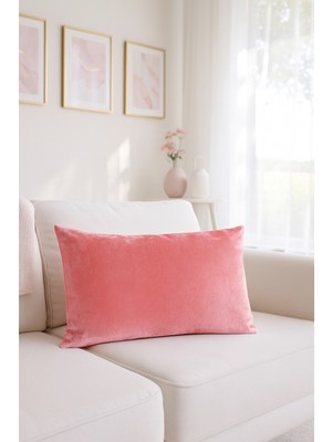 Premier Home Düz Kadife Kırlent Kılıfı Pembe 30X50