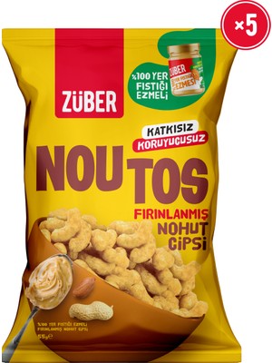 Züber Noutos %100 Yer Fıstığı Ezmeli Fırınlanmış Nohut Cipsi 55g x 5 Adet