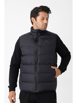 Crozwise Erkek Dolumlu Spor Yelek Siyah Renkli Sıcak Tutma Özelliği ile Outdoor Kullanıma Uygun