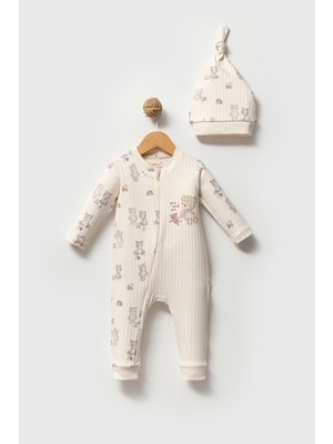 By Bubbles %100 Organik Pamuk You And Me Oyuncak Ayı Bebek Fermuarlı Tulum
