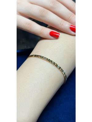 Kuyumcu Nurettin 9 gr (Gram) Ters Düz Desenli Kibrit Çöpü Bilezik Yatırımlık Işçiliksiz 22 Ayar Altın