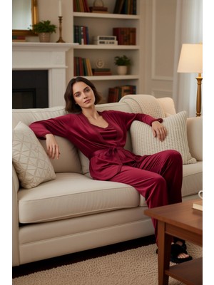 PayBuy Kadife Ev Giyim Seti Kadın V Yaka Dantel Detaylı Fonksiyonel Dayanıklı Kaliteli Konforlu Şık