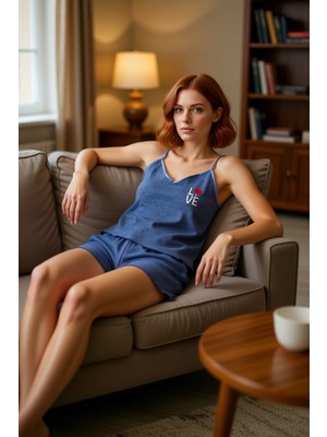 PayBuy Kadın Nakışlı V Yaka Ince Askılı Pijama Takımı Fonksiyonel Dayanıklı Kaliteli Konforlu Şık