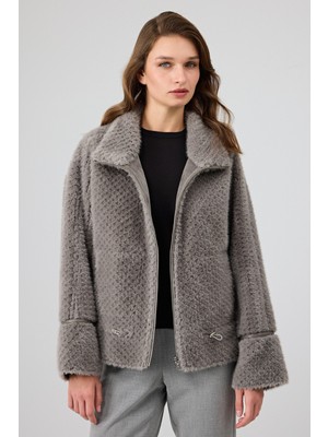 Derimod Luzern Kadın Gri Çift Taraflı Teddy Mont 25WGP5318FF