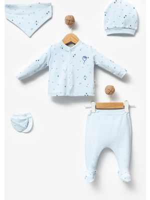 By Bubbles %100 Organik Pamuk Balloon Baskı 5 Parça Hastane Çıkış Seti