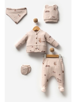 By Bubbles %100 Organik Pamuk Sürücü Ayı 5 Parça Hastane Çıkış Seti