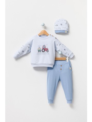 By Bubbles Çiftçi Baskılı Omuzdan Düğmeli 2li Takım