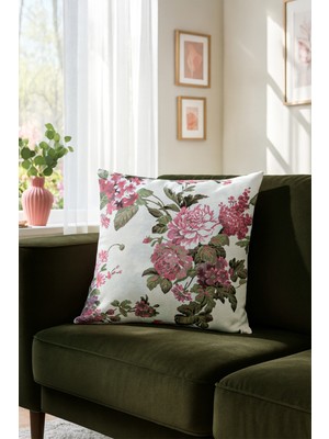 Premier Home Duck Büyük Güllü Kırlent Kılıfı Pudra V1 40X40