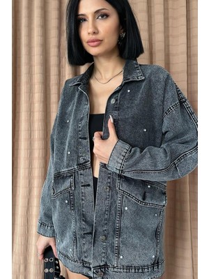 Etiler Collection Siyah Taşlı Kot Ceket