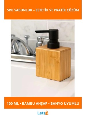 Letsii Büyük Ahşap Sıvı Sabunluk Modern Banyo ve Mutfak Için Çevre Dostu