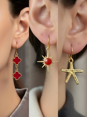 NKT Collection Trend Sembol Figürlü 3’lü Kadın Küpe Set