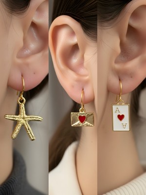 NKT Collection Trend Sembol Figürlü 3’lü Kadın Küpe Set