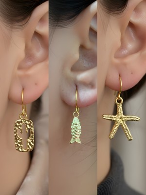 NKT Collection Trend Sembol Figürlü 3’lü Kadın Küpe Set