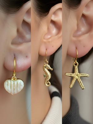 NKT Collection Trend Sembol Figürlü 3’lü Kadın Küpe Set