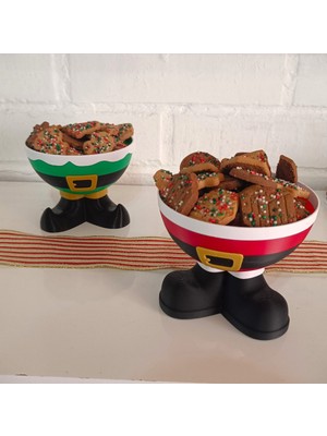 Renkli Noel Baba ve Elf Ayaklı Yılbaşı Kaseleri, Şık ve Eğlenceli Dekorasyon Seçeneği