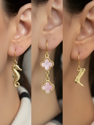 NKT Collection Trend Sembol Figürlü 3’lü Kadın Küpe Set