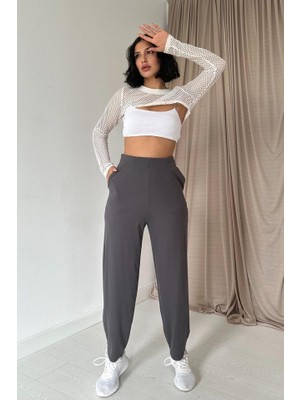 Etiler Collection Füme Pensli Lastik Detaylı Pantolon