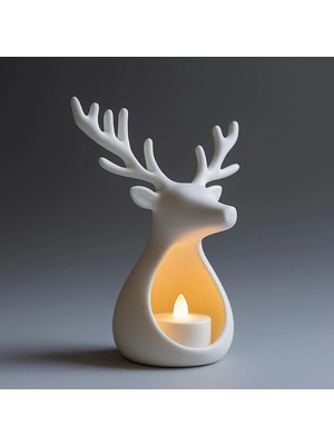 Beyaz 2'li Geyik Tealight Mumluk, Yılbaşı ve Yeni Yıl Dekoru
