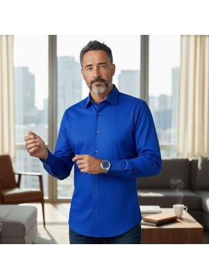 Eren Style Klasik %100 Cotton Uzun Kollu Terletmeyen Kışlık Gömlek (Slim Fit Kalıp)