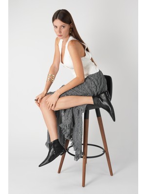 Bestyle Vıta Kadın Siyah  %100 Gerçek Deri Sivri Burun Bot