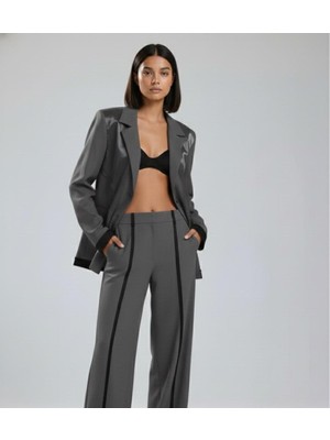 Bu Senin Kadın Şerit Detaylı Kumaş Pantolon