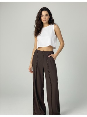 Bu Senin Kadın Şerit Detaylı Kumaş Pantolon