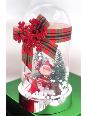 Renkli Noel Baba ve Geyik Kar Küresi, Çam Ağacı Süslemesi, Hediyelik Dekorasyon