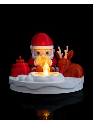Renkli Noel Baba LED Mum 3D Masa Lambası, Yılbaşı ve Noel Dekoru