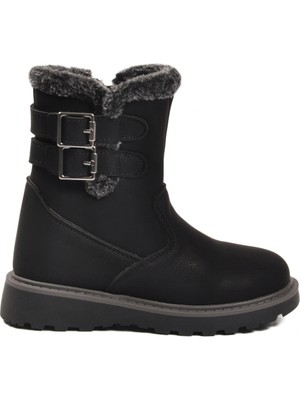 Cool Siyah Içi Polarlı Kaymaz Kız Çocuk Bot Buckle F