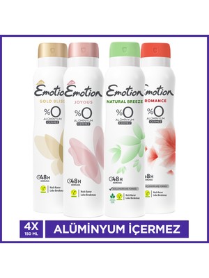 Emotion Kadın Vegan Ferah Koku Sprey Deodorant 600 ml Alüminyumsuz 4x150 ml