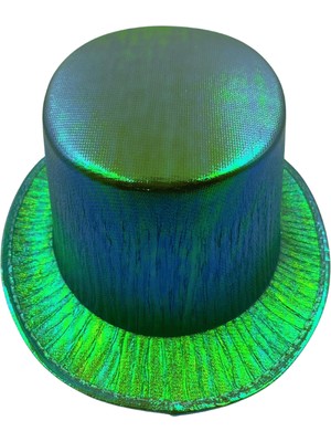 Dodomar Hologramlı Yeşil Sihirbaz Modeli Silindir Şapka Parti Şapkası
