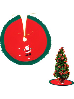 Kırmızı Keçe Yılbaşı Çam Ağaç Örtüsü, 90 Cm, Sıcacık ve Şık Tasarım