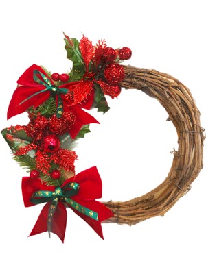 Yılbaşı Kapı Süsü Kokinalı Kozalaklı Kurdeleli Çelenk, Şık ve Renkli Dekorasyon Seçeneği