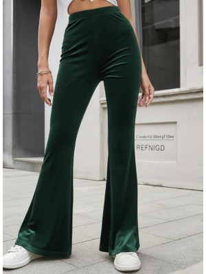 Mareandpanda Kadın Yüksek Bel Paçaya Doğru Genişleyen Kadife Pantolon