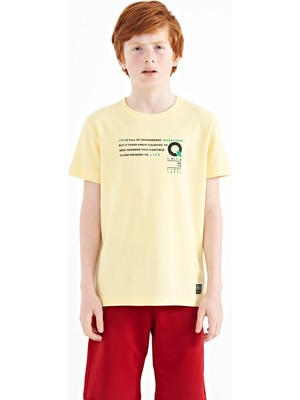 Tommy Life Sarı Baskı Detaylı O Yaka Standart Kalıp Erkek Çocuk T-Shirt - 11145