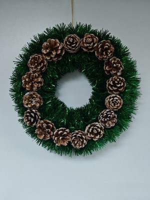 Renkli 30 cm Kapı Süsü, Yılbaşı ve Noel Dekoratif Çelenk, Şık ve Neşeli Tasarım